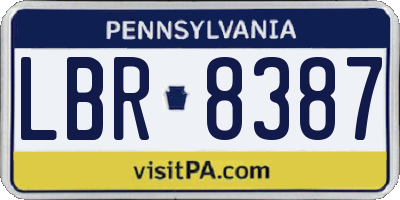 PA license plate LBR8387