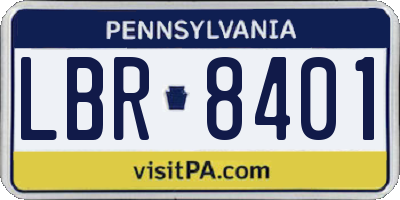 PA license plate LBR8401