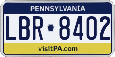 PA license plate LBR8402
