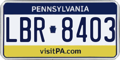 PA license plate LBR8403