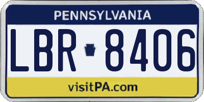 PA license plate LBR8406
