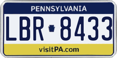 PA license plate LBR8433