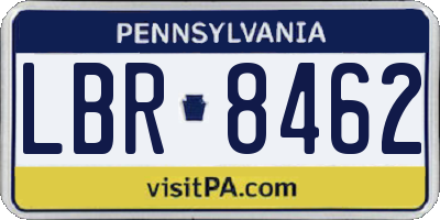 PA license plate LBR8462