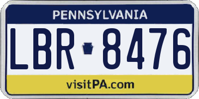 PA license plate LBR8476