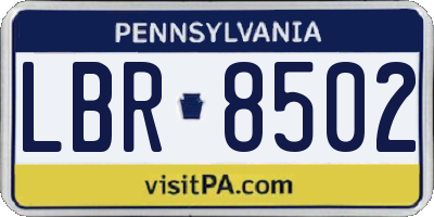 PA license plate LBR8502