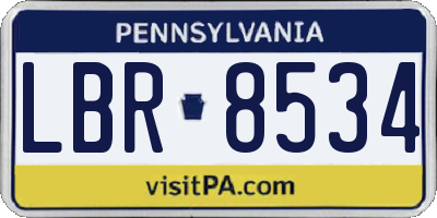 PA license plate LBR8534