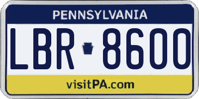 PA license plate LBR8600