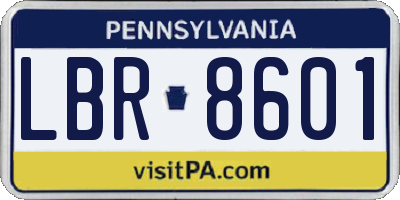 PA license plate LBR8601