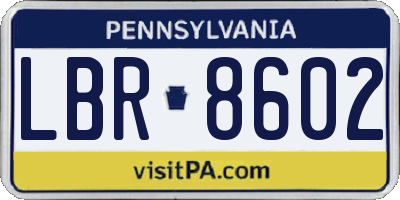 PA license plate LBR8602