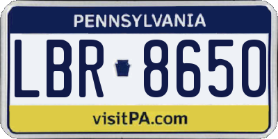 PA license plate LBR8650