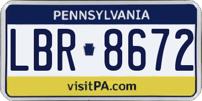 PA license plate LBR8672
