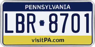 PA license plate LBR8701