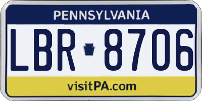 PA license plate LBR8706