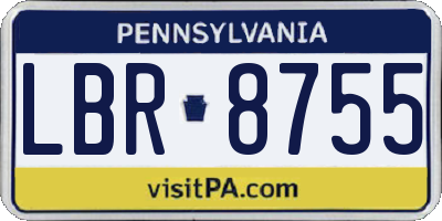 PA license plate LBR8755