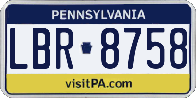 PA license plate LBR8758