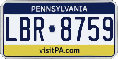 PA license plate LBR8759