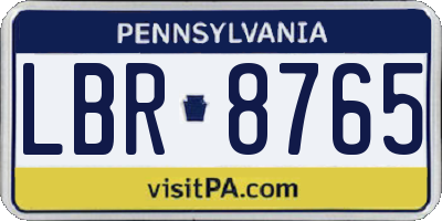 PA license plate LBR8765