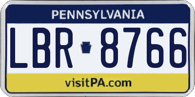 PA license plate LBR8766