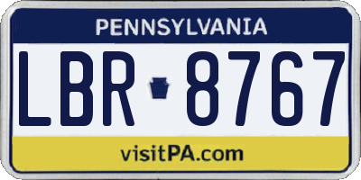 PA license plate LBR8767