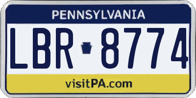 PA license plate LBR8774