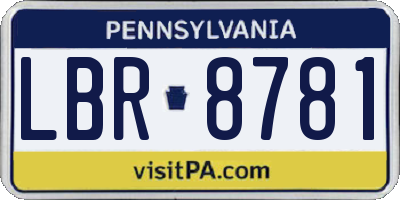 PA license plate LBR8781