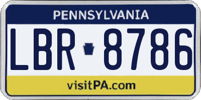 PA license plate LBR8786
