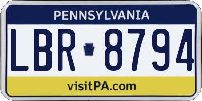 PA license plate LBR8794