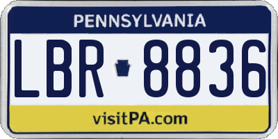 PA license plate LBR8836