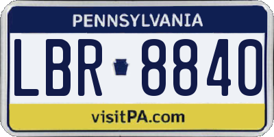 PA license plate LBR8840