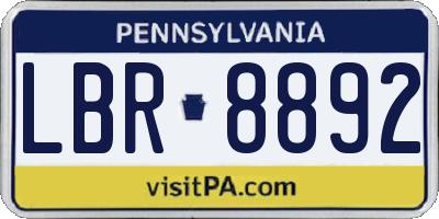 PA license plate LBR8892