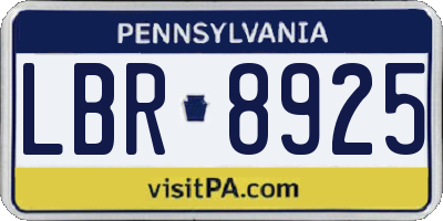 PA license plate LBR8925
