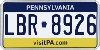 PA license plate LBR8926