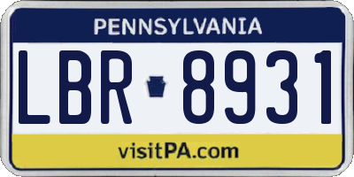 PA license plate LBR8931