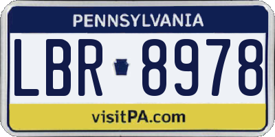 PA license plate LBR8978
