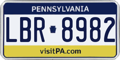 PA license plate LBR8982