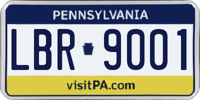 PA license plate LBR9001