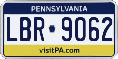 PA license plate LBR9062