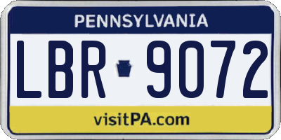 PA license plate LBR9072