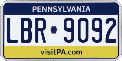 PA license plate LBR9092