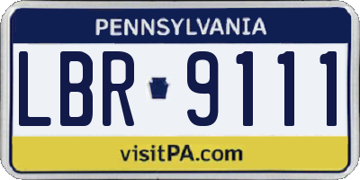 PA license plate LBR9111