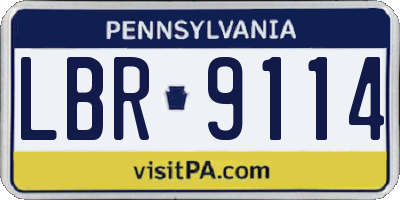 PA license plate LBR9114