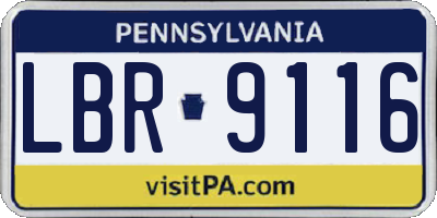 PA license plate LBR9116
