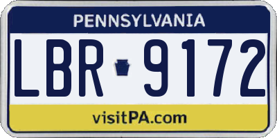 PA license plate LBR9172