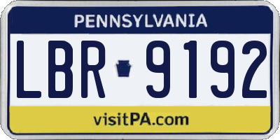 PA license plate LBR9192