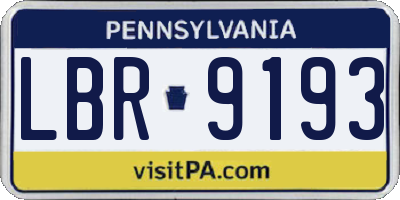 PA license plate LBR9193