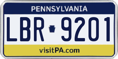 PA license plate LBR9201