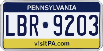 PA license plate LBR9203