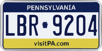 PA license plate LBR9204