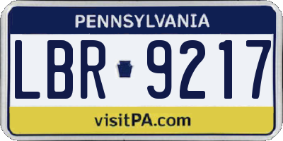 PA license plate LBR9217