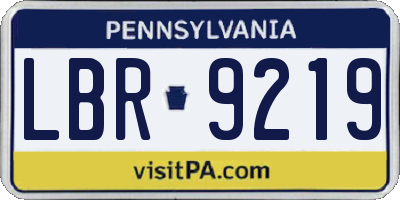 PA license plate LBR9219
